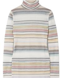 Missoni - Striped Metallic Crochet-Knit Turtleneck Sweater - Lyst