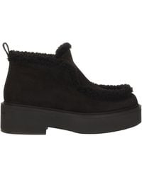 Gianvito Rossi - Suede Ankle Boots With Shearling Lining And Platform Sole - Lyst