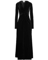 Ganni - Solid Color Stretch Long-Sleeve Dress - Lyst