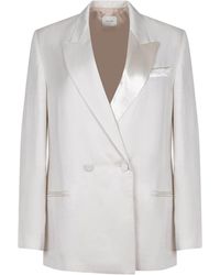 Alysi - Double-Breasted Satin-Trim Blazer - Lyst