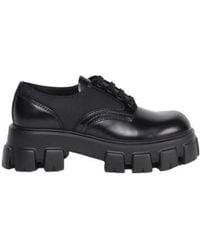 Prada - Monolith Brushed Rois Leather And Nylon Lace-Up Shoes - Lyst