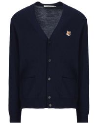 Maison Kitsuné - Maison Kitsuné V-Neck Long-Sleeved Cardigan - Lyst
