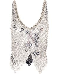 Rabanne - Sequined Bead-Embellished-Tone Chainmail Tank - Lyst