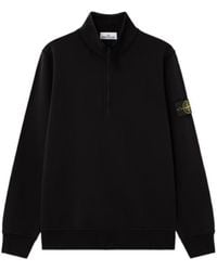 Stone Island - Logo Patch Quarter-Zip Sweatshirt - Lyst