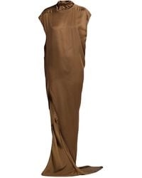 Rick Owens - Solid Color Satin Short-Sleeve Turtleneck Dress - Lyst