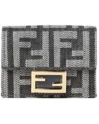 Fendi - Baguette Ff Jacquard Micro Trifold Wallet - Lyst