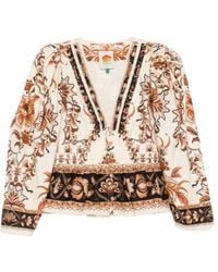 FARM Rio - Majestic Garden Lace Puff Sleeve Blouse - Lyst