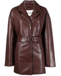 Nanushka - Belted Faux-Leather Blazer - Lyst