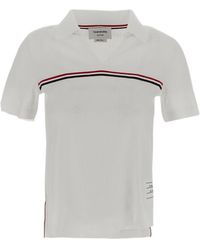 Thom Browne - Rwb Stripe Detailed Polo Shirt - Lyst