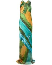 Donde Esteban - Magdalena Printed Silk-Blend Satin Maxi Dress - Lyst