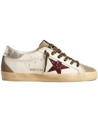 Golden Goose - Super-Star With Burgundy Glitter Star And Heel Tab - Lyst