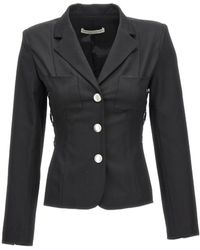 Alessandra Rich - Single Breast Lace-Up Blazer Jacket - Lyst