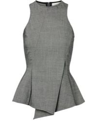 Magda Butrym - Herringbone Pleated Peplum Wool-Blend Top - Lyst
