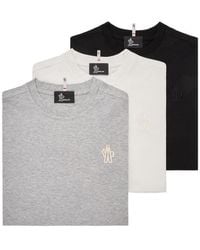 Moncler - Logo Patch Cotton Blend T-Shirt (Three Pack) - Lyst