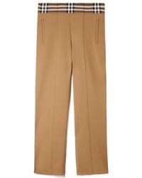 Burberry - Check-Trim Wide-Leg Joggings Trousers - Lyst