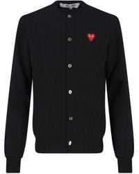 COMME DES GARÇONS PLAY - Comme Des Garçons Play Logo Detailed Crewneck Cardigan - Lyst