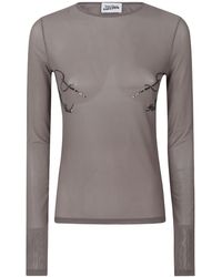 Jean Paul Gaultier - Mesh Crewneck Long Sleeves Top Embroidered - Lyst