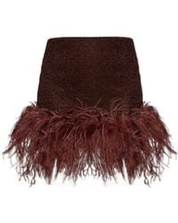 Oséree - Oséree Lurex Thread Feather-Detailed Skirt - Lyst
