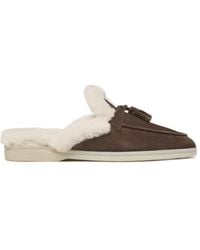 SCAROSSO - Lucrezia Shearling Slip-On Mules - Lyst