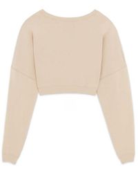 Saint Laurent - Crewneck Cropped Sweatshirt - Lyst