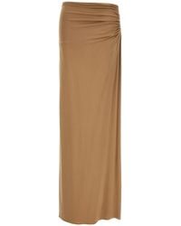 Magda Butrym - Long Stretch Viscose Skirt With Side Draping - Lyst