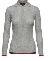 Gucci - Ribbed Knit Long-Sleeve Polo Shirt - Lyst