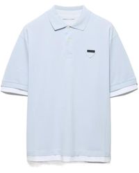 Prada - Contrast Trim Piqué Polo Shirt - Lyst