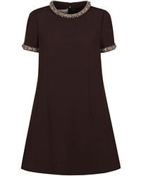 Valentino - Embellished Crewneck Short-Sleeved Mini Dress - Lyst