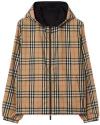 Burberry - Checked Zip-Up Hooded Bomber Jacket - Lyst