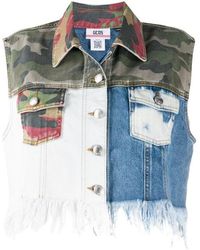 Gcds - Patchwork Cropped Denim Vest - Lyst