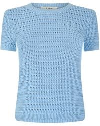 Chloé - Open-Knit Short-Sleeve Top - Lyst