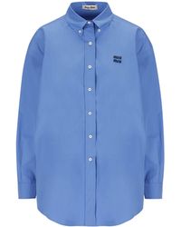 Miu Miu - Oversized Poplin Shirt - Lyst