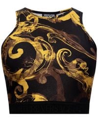 Versace Jeans Couture - Couture Magazine-Printed Sleeveless Cropped Top - Lyst
