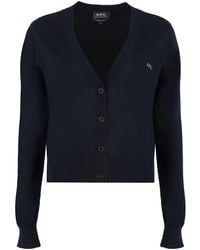 A.P.C. - V-Neck Knitted Cardigan - Lyst