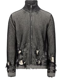 MM6 by Maison Margiela - Zipped Distressed 3D-Knitted Cardigan - Lyst