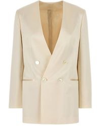 Alberta Ferretti - Double Breasted Satin Blazer - Lyst