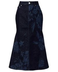 Erdem - Floral Flared Denim Midi Skirt - Lyst