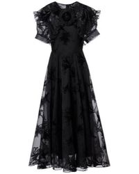 Rodarte - Ruffled Floral Organza Midi Dress - Lyst