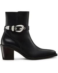 Stuart Weitzman - Maven Buckle-Strap Pointed-Toe Boots - Lyst