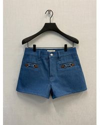 Gucci - Horsebit Detail Tonal Stitched Denim Shorts - Lyst
