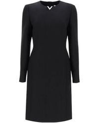 Valentino - Logo Plaque Long-Sleeved Dress - Lyst