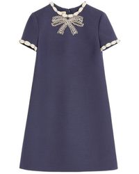 Valentino - Crepe Couture Bow Embellished Mini Dress - Lyst