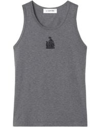 Lanvin - Mother And Daughter Embroidered Jersey Tank Top - Lyst