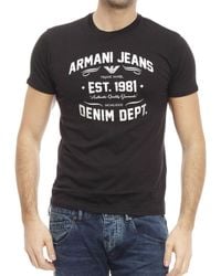 Armani Jeans - Printed T-Shirt With Round Neck - Lyst