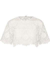 Dior - Christian Lace Detailed Cropped Top - Lyst