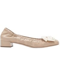 Prada - Bow-Detailed Block-Heeled Ballerinas - Lyst