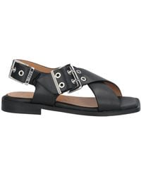 Ganni - Decorative Square Toe Single Strap Sandals - Lyst