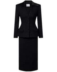 Self-Portrait - Wool-Blend Twill Midi Dress - Lyst
