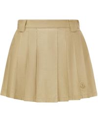 Moncler - Pleated Cotton Blend Mini Skirt - Lyst