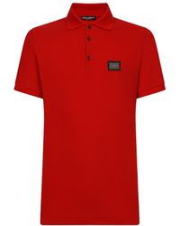 Dolce & Gabbana - Cotton Piqué Polo-Shirt With Branded Tag - Lyst